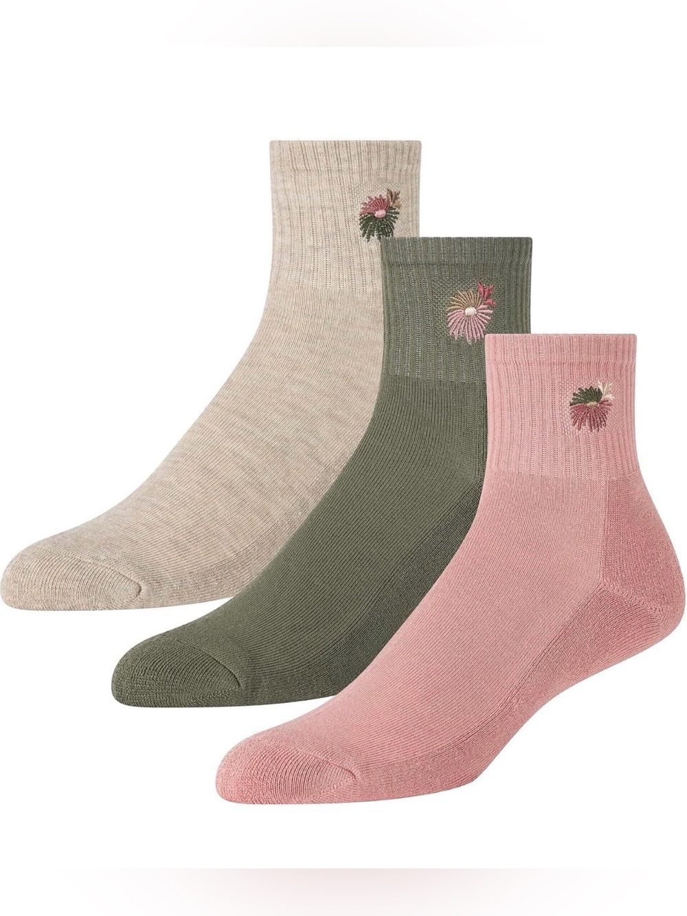 NWT Ted Baker 3-Pack Floral Embroidered Crew Socks